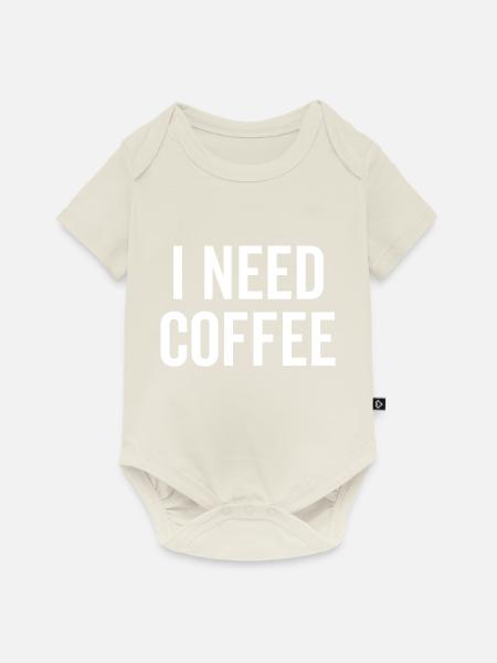 Ich brauche Kaffee - Baby Premium Kurzarmbody - Naturweiß