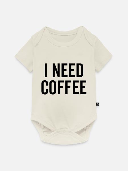 Ich brauche Kaffee - Baby Premium Kurzarmbody - Naturweiß