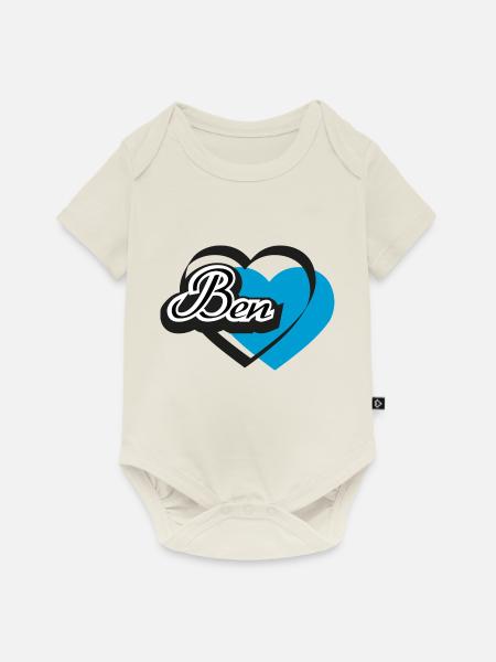 Name Ben Herz - Baby Premium Kurzarmbody - Naturweiß