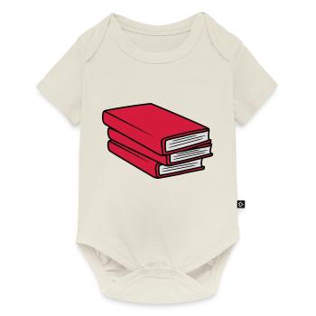 3 Bücher Stapel Design - Baby Premium Kurzarmbody - Naturweiß - Vorne