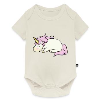 Sleeping Unicorn Lazy Lazing Gift Idea - Baby Premium short-sleeve bodysuit - off white - Front