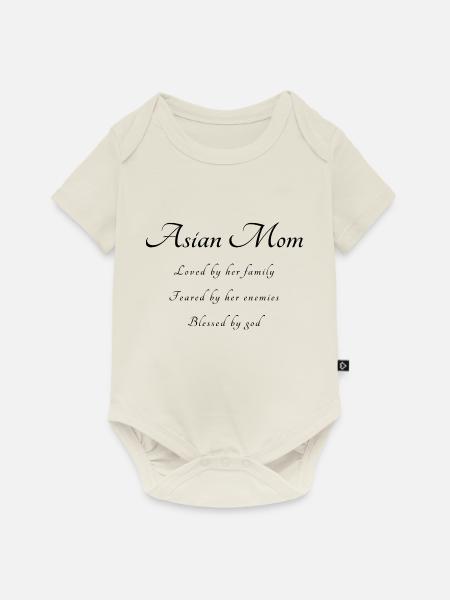Asiatische Mama Spruch - Baby Premium Kurzarmbody - Naturweiß