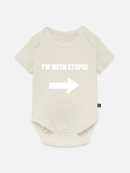 Ich bin mit dumm - weiß - Baby Premium Kurzarmbody - Naturweiß