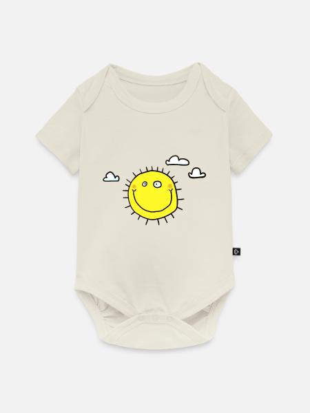 Sonne mit Wolken - Baby Premium Kurzarmbody - Naturweiß