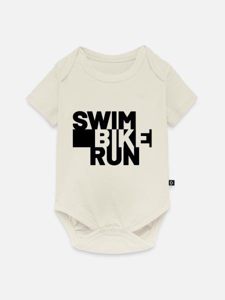 SWIM BIKE RUN - Baby Premium Kurzarmbody - Naturweiß