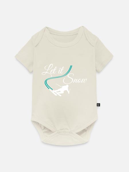 let it snow skifahrer - Baby Premium Kurzarmbody - Naturweiß