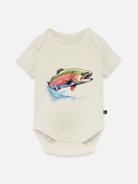 Regenbogenforelle - Baby Premium Kurzarmbody - Naturweiß