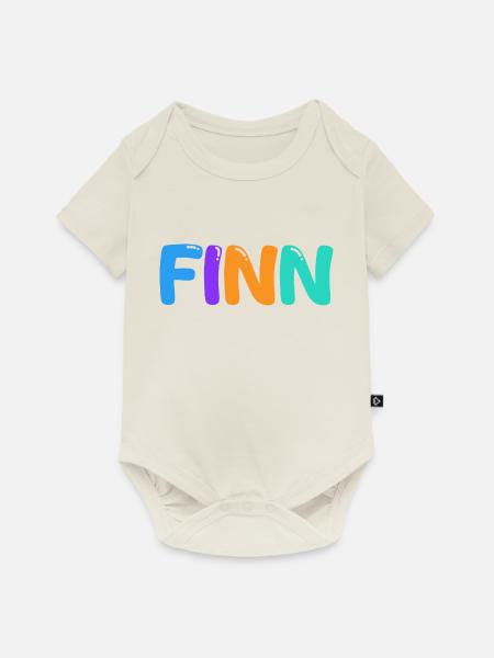 Name - Finn - Baby Premium Kurzarmbody - Naturweiß