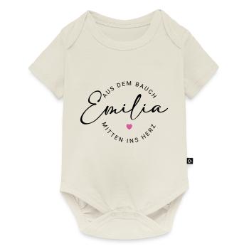 Emilia Name - Baby Premium Kurzarmbody - Naturweiß - Vorne