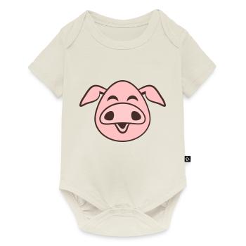 Visage De Cochon Animal Amour Petit Cochon Mignon - Body à manches courtes Premium Bébé - blanc cassé - Devant