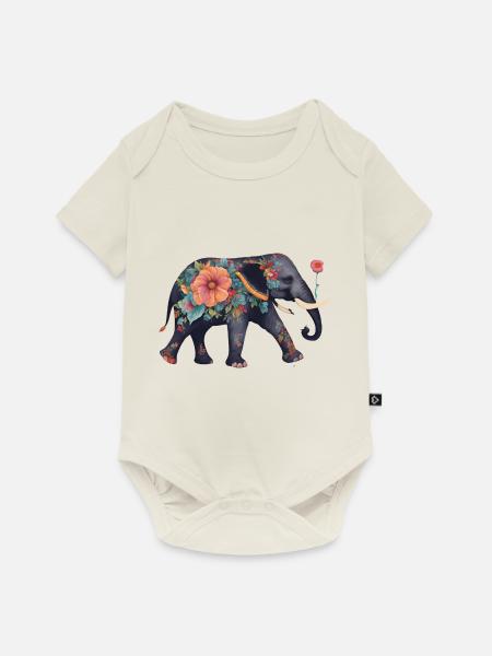 Elephant - Baby Premium Kurzarmbody - Naturweiß