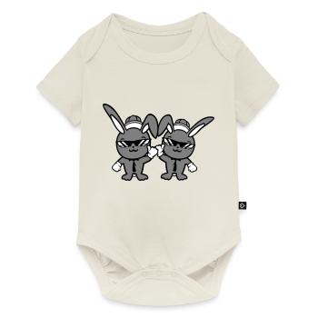 2 Bunnies Sunglasses Cappy Tie Beanie Friends - Baby Premium short-sleeve bodysuit - off white - Front