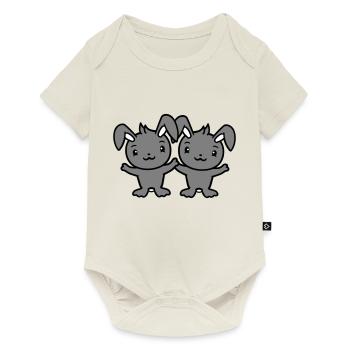 2 Bunnies Friends Team Crew Couple Two Lucky - Baby Premium short-sleeve bodysuit - off white - Front