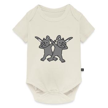 2 Bunnies Dabbing Dab Dance Pose Dancing Party Celebrations - Baby Premium short-sleeve bodysuit - off white - Front