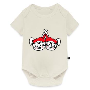 2 Hasen Nerds Geek Hornbrille Team Freunde Crew - Baby Premium Kurzarmbody - Naturweiß - Vorne