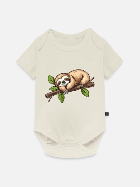 Faultier Schlafend - Baby Premium Kurzarmbody - Naturweiß
