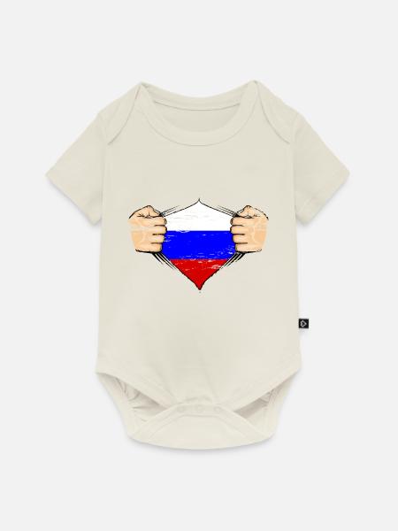 Russland Flagge Design used - Baby Premium Kurzarmbody - Naturweiß