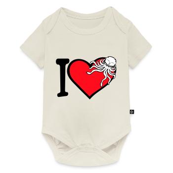 J’aime le cœur de pieuvre J’aime le symbole du coeur Logo mignon - Body à manches courtes Premium Bébé - blanc cassé - Devant