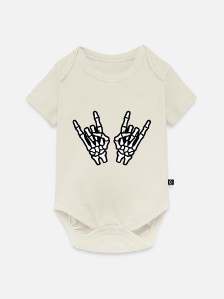 Hand Party Skelett - Baby Premium Kurzarmbody - Naturweiß