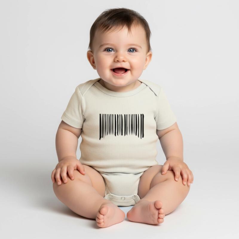 Barcode Strokes Lines Scribbled Barcode Scan Body à manches courtes Premium Bébé