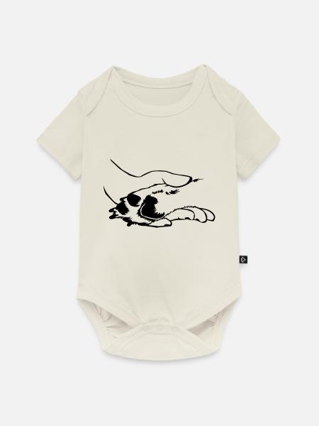 Hund in Hand - Baby Premium Kurzarmbody - Naturweiß