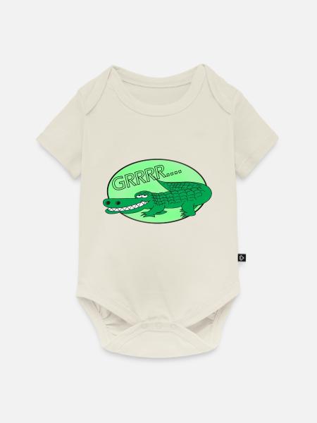 Krokodil Alligator - Baby Premium Kurzarmbody - Naturweiß