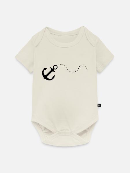 anker black - Baby Premium Kurzarmbody - Naturweiß