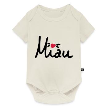Miau sweet lettering with heart, cat, gift - Baby Premium short-sleeve bodysuit - off white - Front