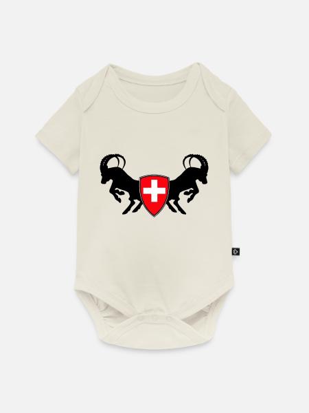 schweiz - Baby Premium Kurzarmbody - Naturweiß