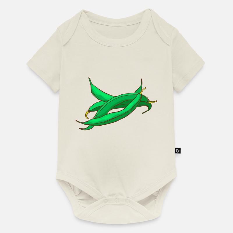 Bohnen Wachsbohnen Brechbohnen - Baby Premium Kurzarmbody - Naturweiß