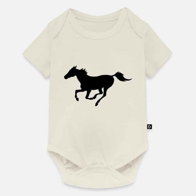 Cheval au galop - Body à manches courtes Premium Bébé - blanc cassé