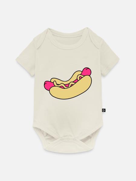 Hot Dog - Baby Premium Kurzarmbody - Naturweiß
