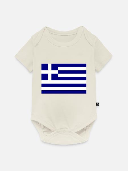 Griechenland Flagge - Baby Premium Kurzarmbody - Naturweiß