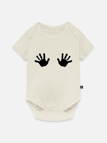 Zwei Hände - Baby Premium Kurzarmbody - Naturweiß
