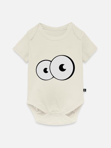 Augen - Baby Premium Kurzarmbody - Naturweiß