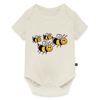 Jolie petite famille d'abeilles - Body à manches courtes Premium Bébé - blanc cassé - Devant