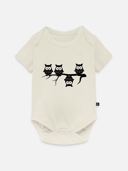 Be Different 4 Eulen Anderst verschieden - Baby Premium Kurzarmbody - Naturweiß