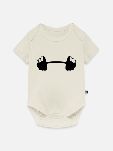 Hantel Krafttraining Bodybuilding Gewicht 8 - Baby Premium Kurzarmbody - Naturweiß