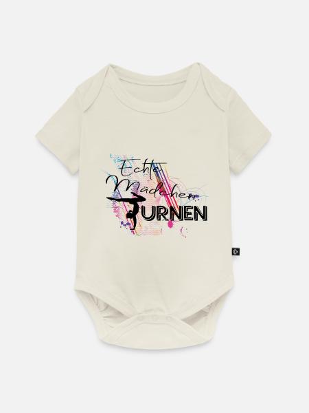 Echte Mädchen Turnen - Baby Premium Kurzarmbody - Naturweiß