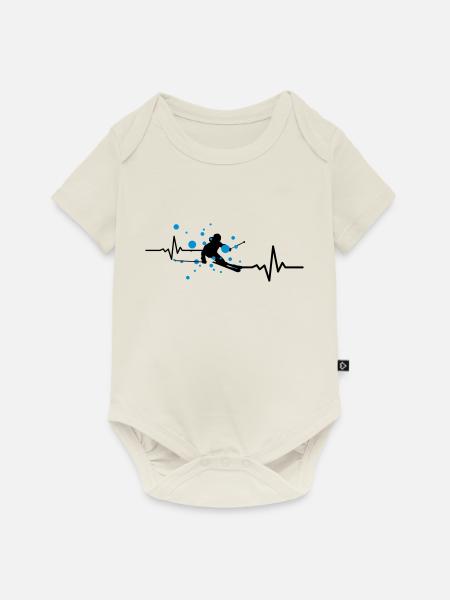 Winter - Skifahrer Puls - Baby Premium Kurzarmbody - Naturweiß