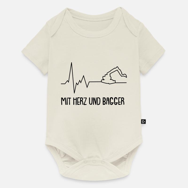 Mit Herz und Bagger - Baby Premium Kurzarmbody - Naturweiß