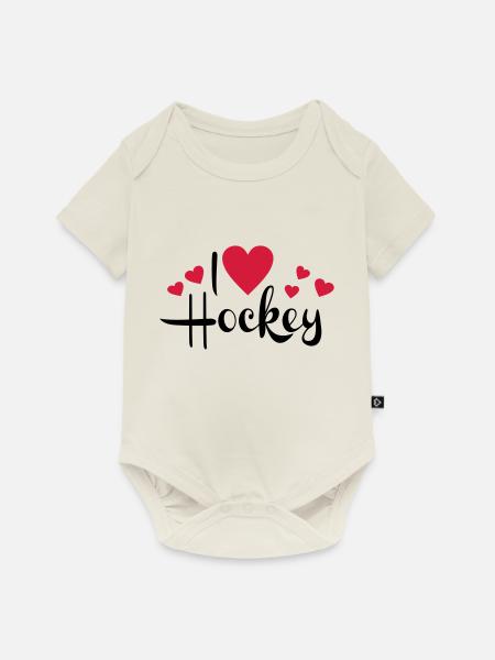 I love Hockey - Baby Premium Kurzarmbody - Naturweiß