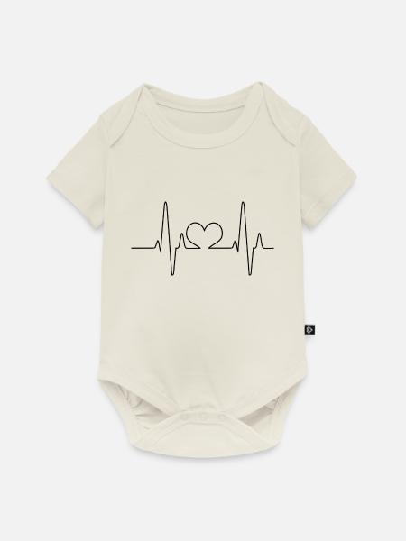 Herzfrequenz Herz - Baby Premium Kurzarmbody - Naturweiß