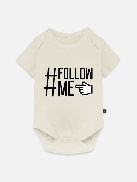 Hand Zeiger Follow - Baby Premium Kurzarmbody - Naturweiß