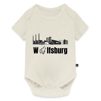 Wolfsburg Fanartikel Wolfsburg Skyline Wölfe Wolf - Baby Premium Kurzarmbody - Naturweiß - Vorne