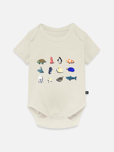 Meeresbewohner - Baby Premium Kurzarmbody - Naturweiß