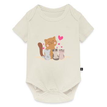 Chat de mère avec ses chatons avec tant d’amour ! - Body à manches courtes Premium Bébé - blanc cassé - Devant
