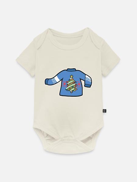 Weihnachtspullover - Baby Premium Kurzarmbody - Naturweiß