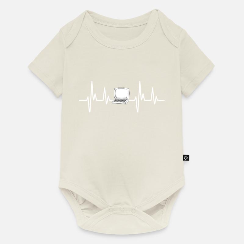 Computer-Herzfrequenz - Baby Premium Kurzarmbody - Naturweiß