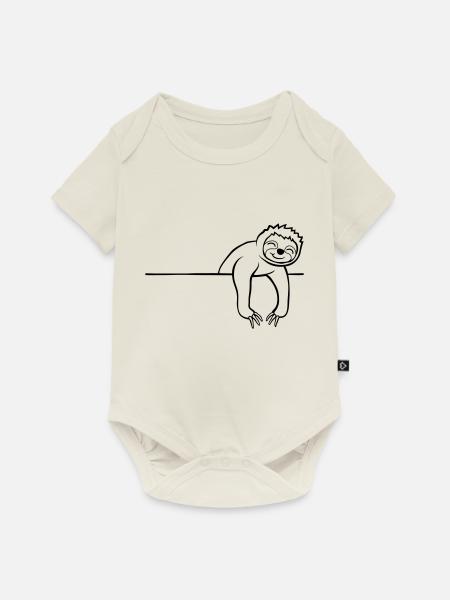 Comic Faultier Mauer - Baby Premium Kurzarmbody - Naturweiß